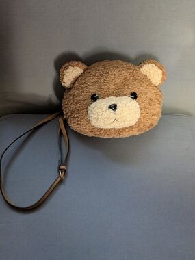 Aldo Teddy Bear Plush Crossbody Bag - Light Brown & Cream
